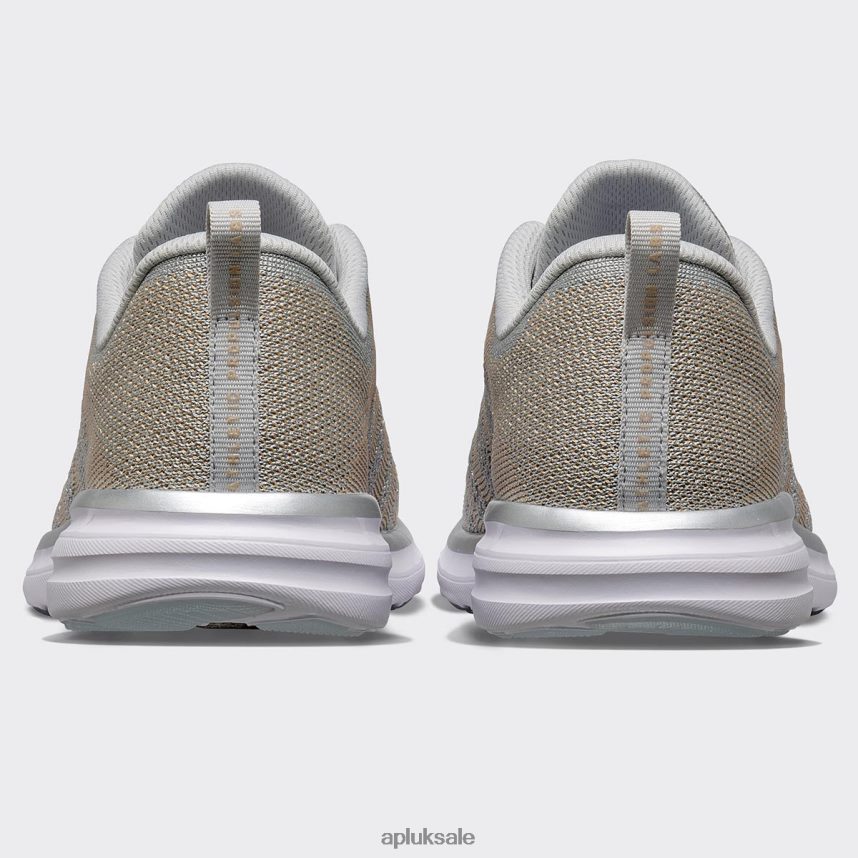 APL TechLoom Pro 49 - VH8XNZ843 APL Shoes UK Metallic Silver/Champagne/White Men Running