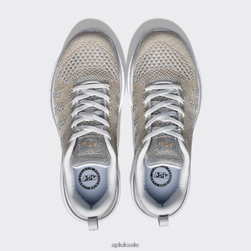 APL TechLoom Pro 49 - VH8XNZ843 APL Shoes UK Metallic Silver/Champagne/White Men Running
