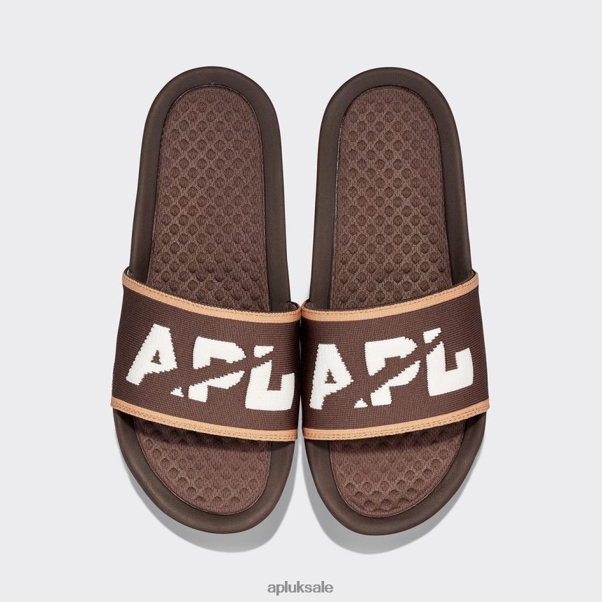 APL Big Logo TechLoom Slide 5 - VH8XNZ1003 APL Shoes UK Chocolate/Ivory/Caramel Men Slides