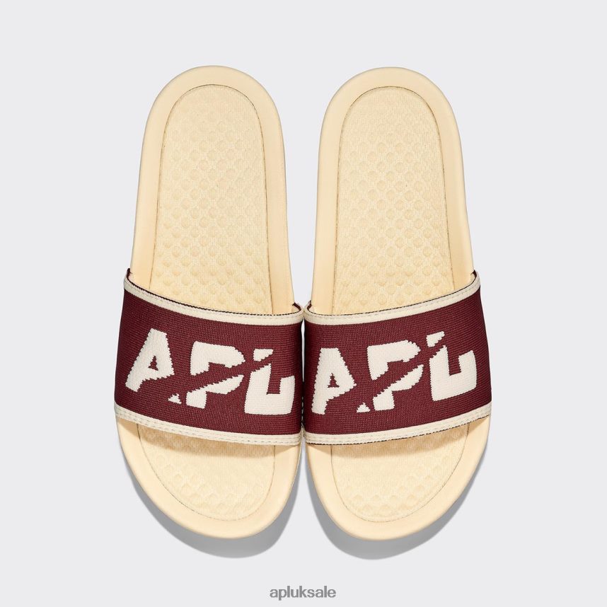 APL Big Logo TechLoom Slide 5 - VH8XNZ1004 APL Shoes UK Vanilla/Burgundy/Sea Salt Men Slides