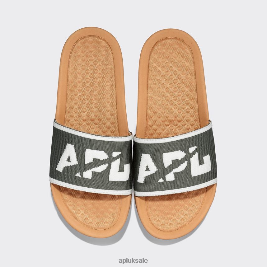 APL Big Logo TechLoom Slide 6 - VH8XNZ1009 APL Shoes UK Tan/Fatigue/Ivory Men Slides