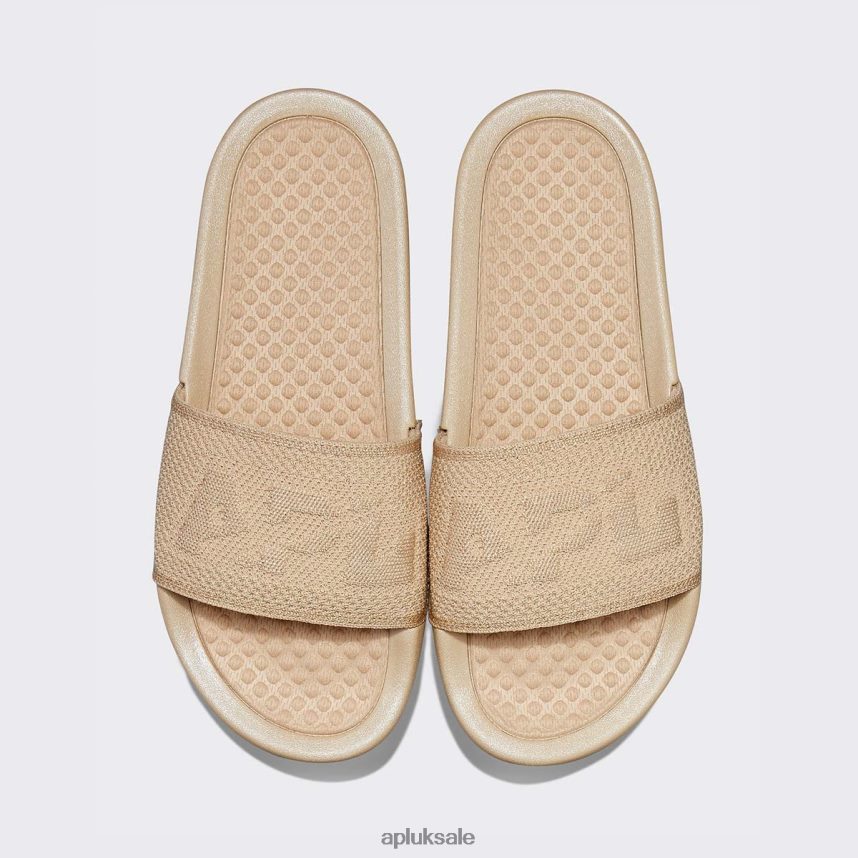 APL Big Logo TechLoom Slide 7 - VH8XNZ1053 APL Shoes UK Metallic Champagne Men Slides