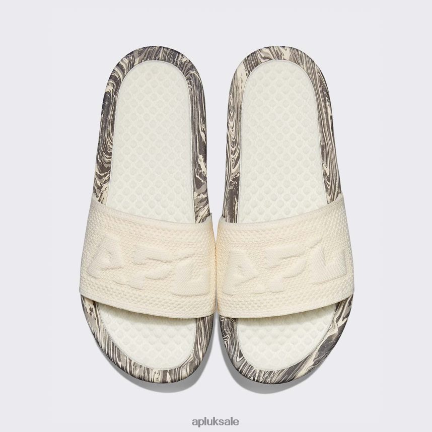 APL Big Logo TechLoom Slide 8 - VH8XNZ1074 APL Shoes UK Pristine/Silver Travertine/Marble Men Slides