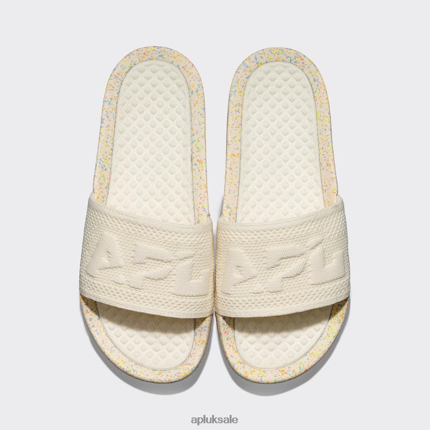 APL Big Logo TechLoom Slide 8 - VH8XNZ1075 APL Shoes UK Pristine/Neon/Speckle Men Slides