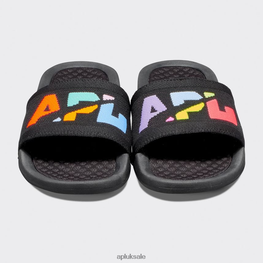 APL Big Logo TechLoom Slide 8 - VH8XNZ1083 APL Shoes UK Black/Multi/Blocked Men Slides