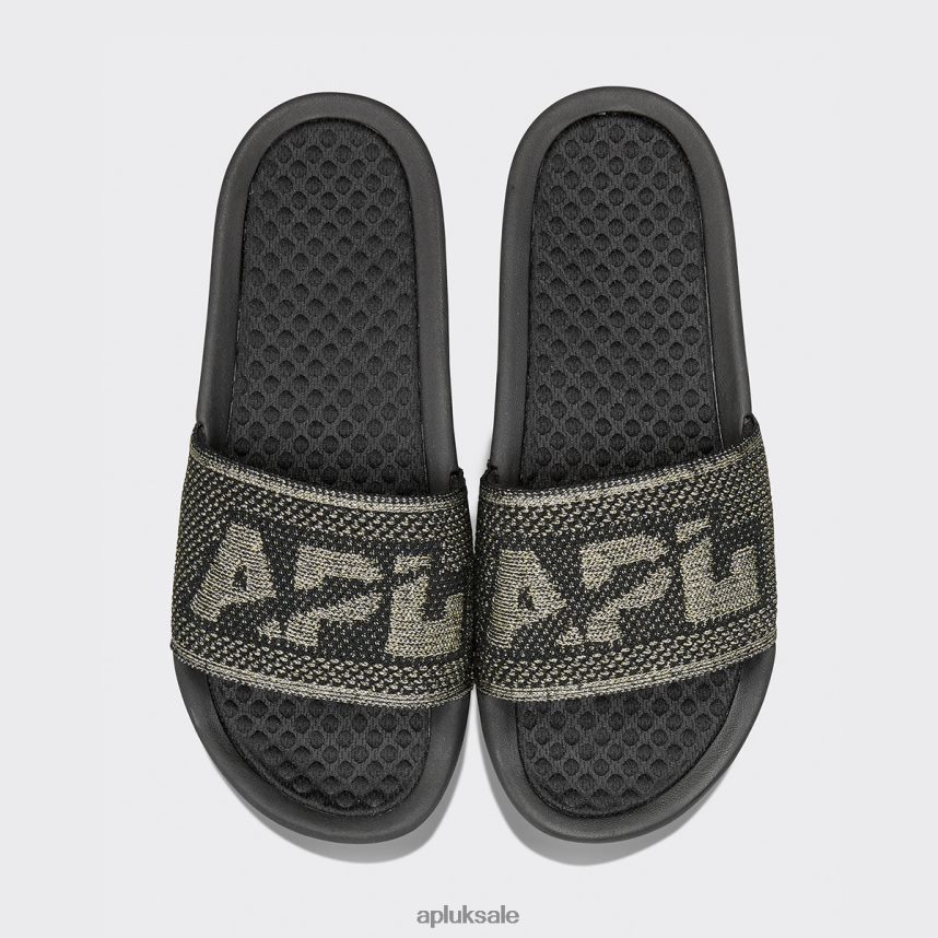 APL Big Logo TechLoom Slide 9 - VH8XNZ1104 APL Shoes UK Black/Gold/Silver Men Slides