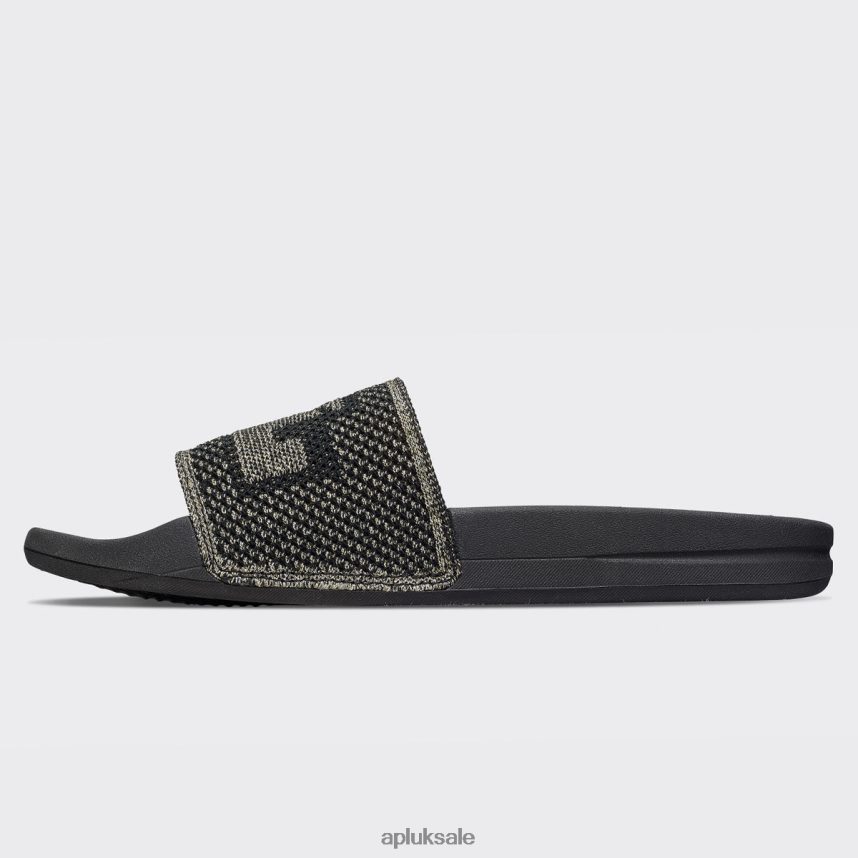 APL Big Logo TechLoom Slide 9 - VH8XNZ1104 APL Shoes UK Black/Gold/Silver Men Slides