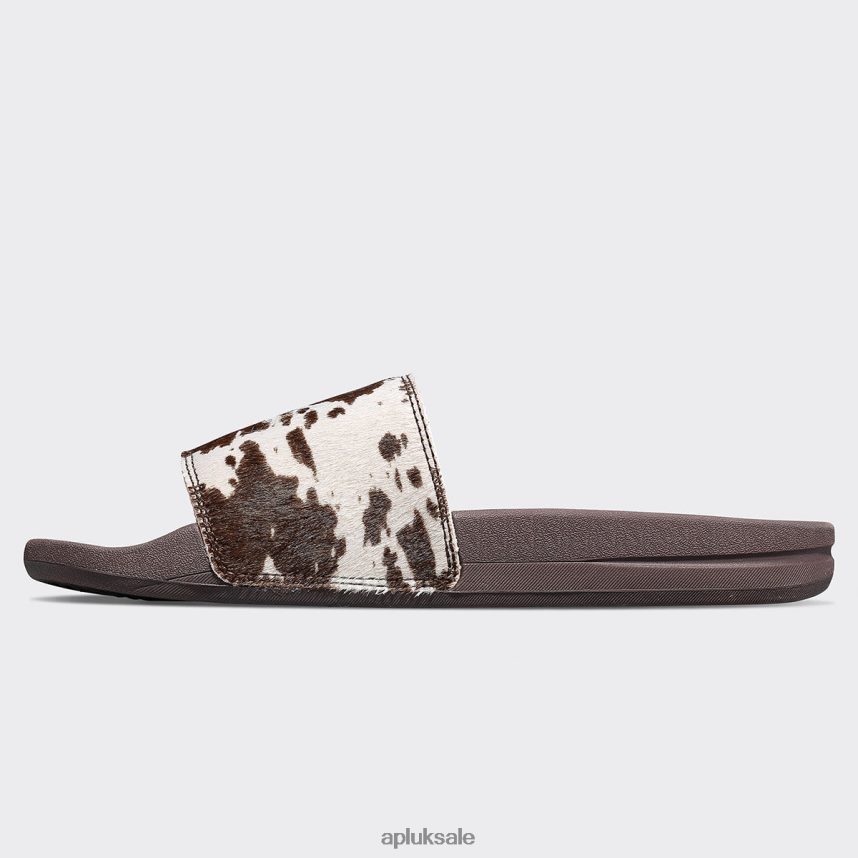 APL Iconic Slide - VH8XNZ1102 APL Shoes UK Deep Brown/White/Cow Men Slides