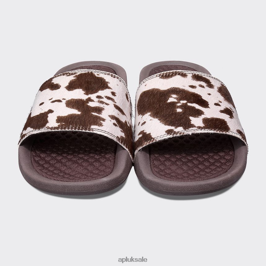 APL Iconic Slide - VH8XNZ1102 APL Shoes UK Deep Brown/White/Cow Men Slides