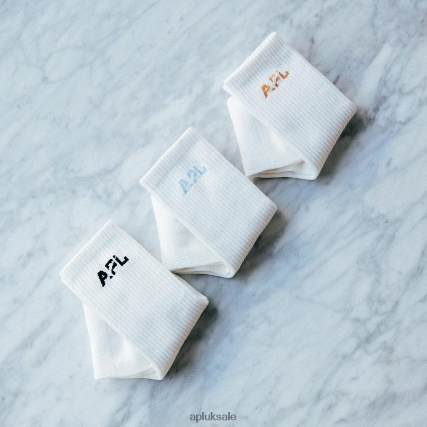 APL Lux Logo Sock-Ivory 3 Pack - VH8XNZ709 APL UK Sale White Unisex Accessories