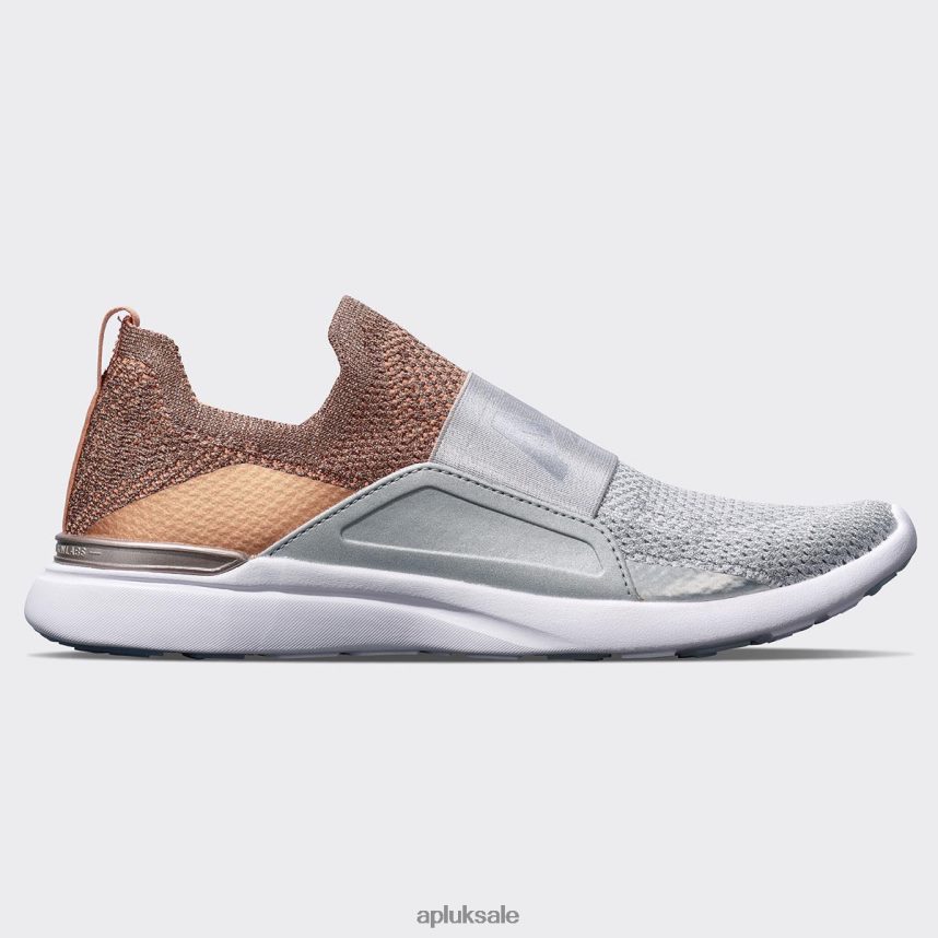 APL TechLoom Bliss 25 - VH8XNZ127 APL Shoes UK Rose Gold/Metallic Silver/White Women Running