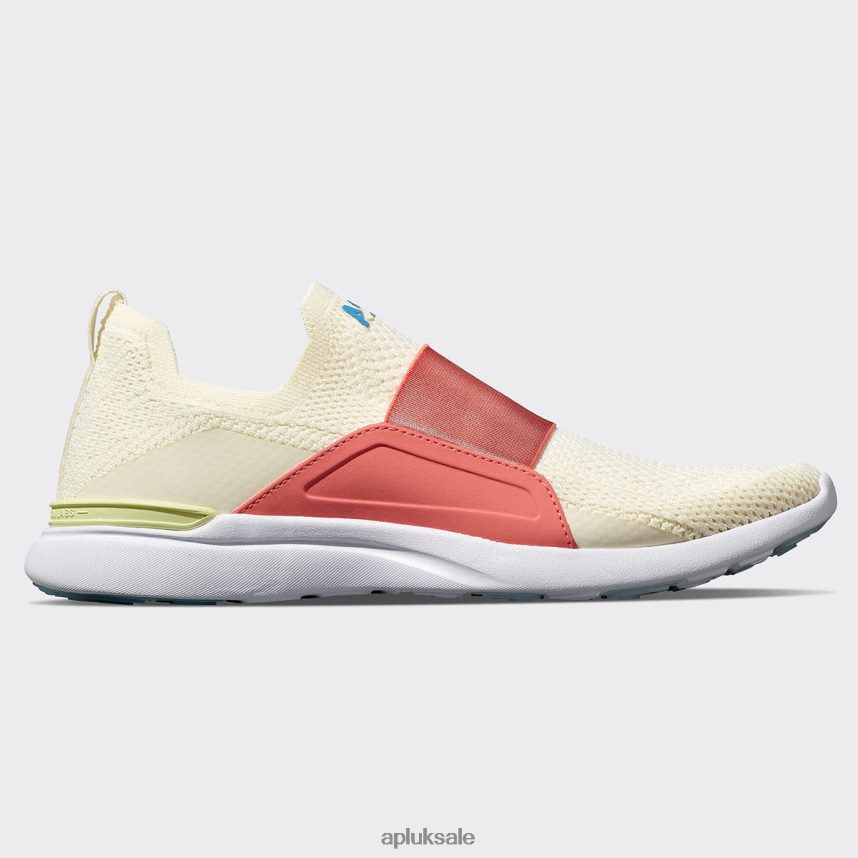 APL TechLoom Bliss 30 - VH8XNZ423 APL Shoes UK Pristine/Fire Coral/Coastal Blue Women Running