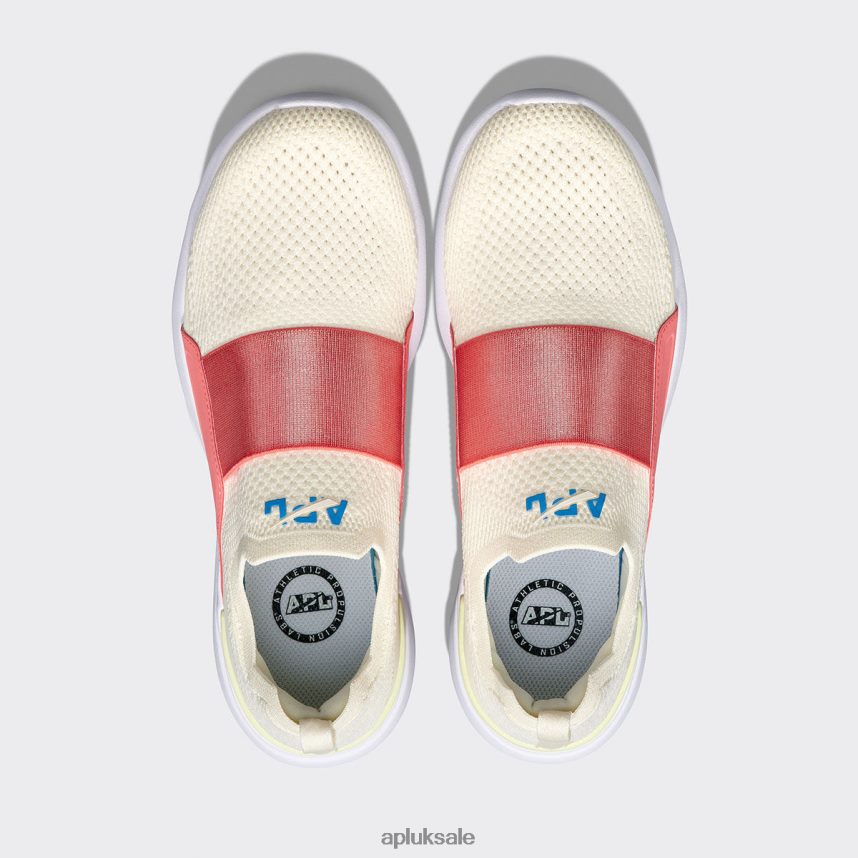 APL TechLoom Bliss 30 - VH8XNZ423 APL Shoes UK Pristine/Fire Coral/Coastal Blue Women Running