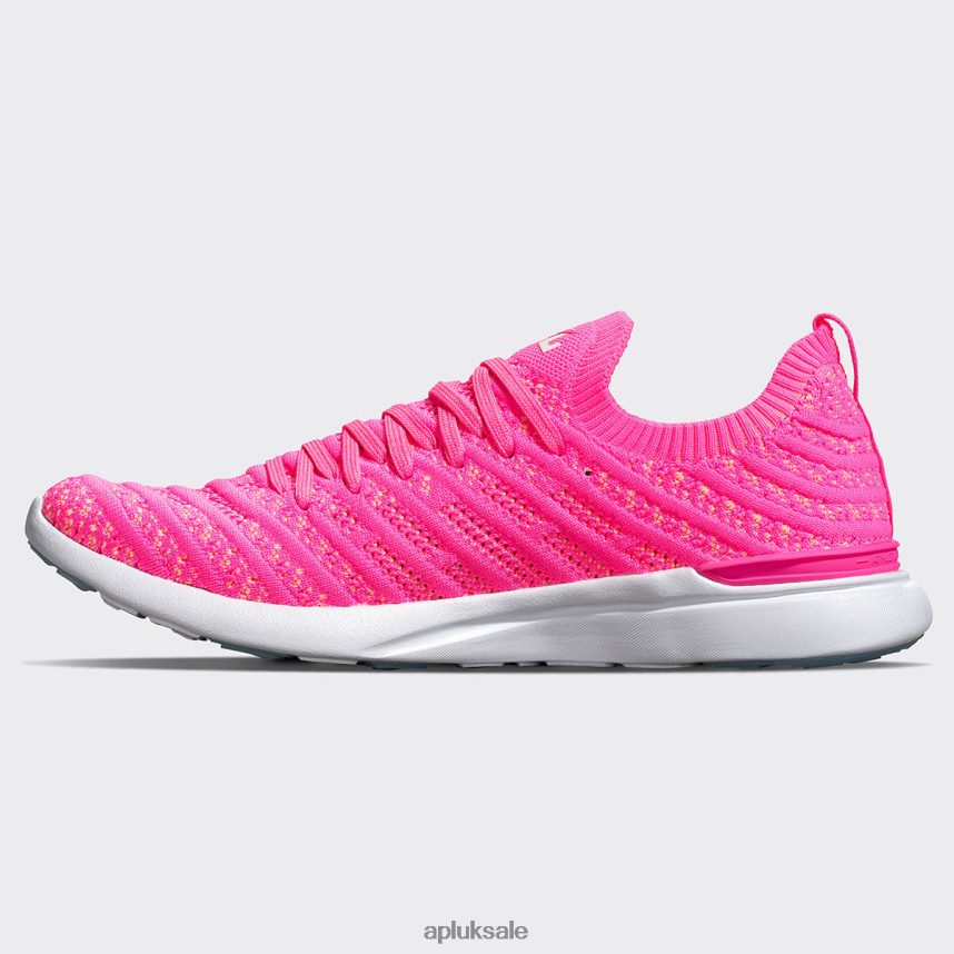 APL TechLoom Wave 56 - VH8XNZ37 APL Shoes UK Fusion Pink/Neon Peach/White Women Running