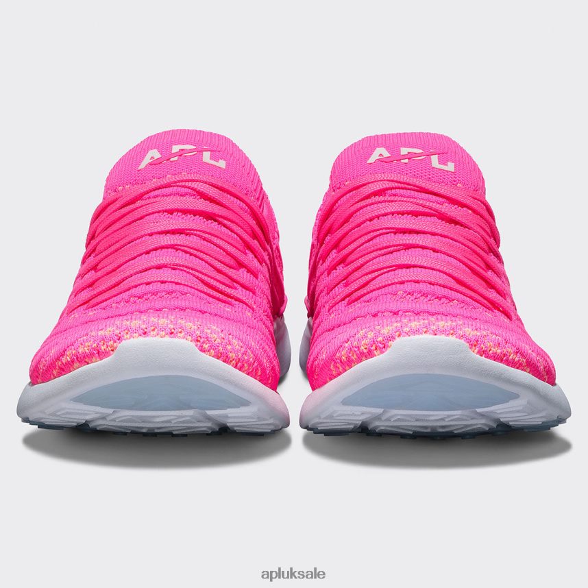 APL TechLoom Wave 56 - VH8XNZ37 APL Shoes UK Fusion Pink/Neon Peach/White Women Running
