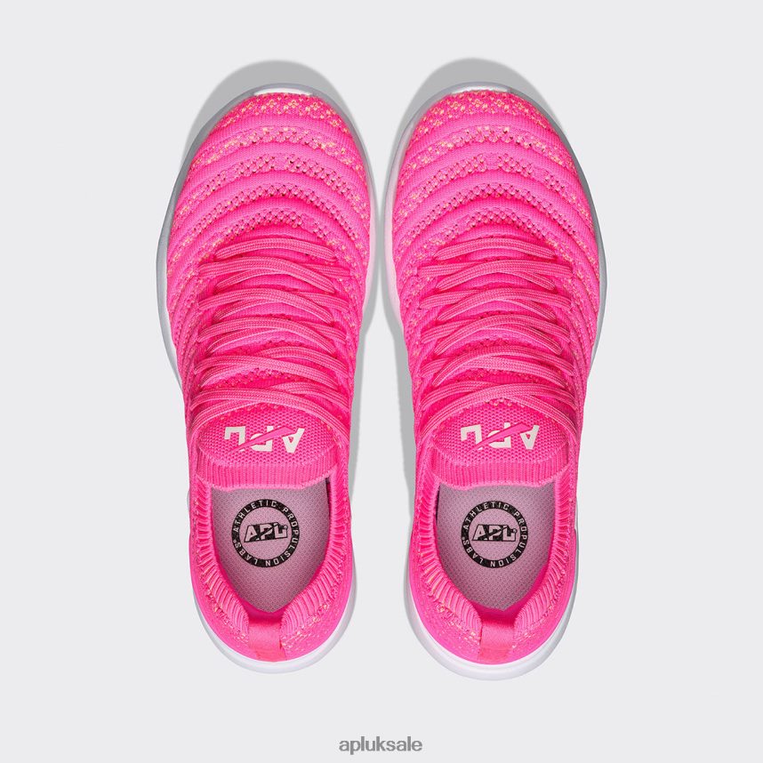 APL TechLoom Wave 56 - VH8XNZ37 APL Shoes UK Fusion Pink/Neon Peach/White Women Running