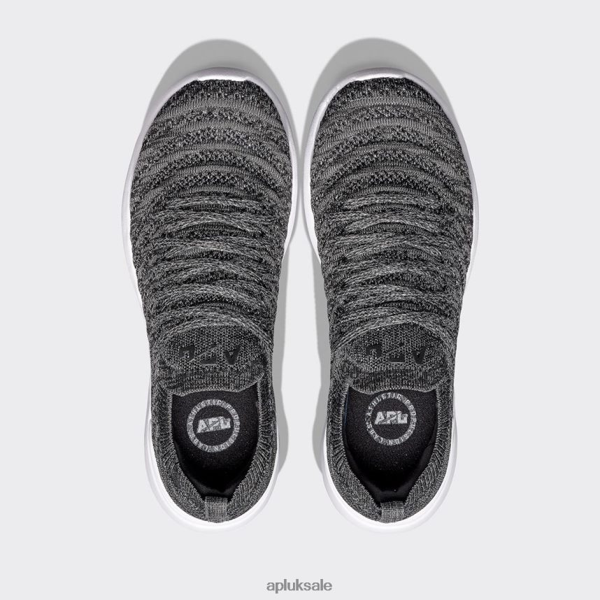 APL TechLoom Wave 58 - VH8XNZ147 APL Shoes UK Metallic Black/White/Melange Women Running