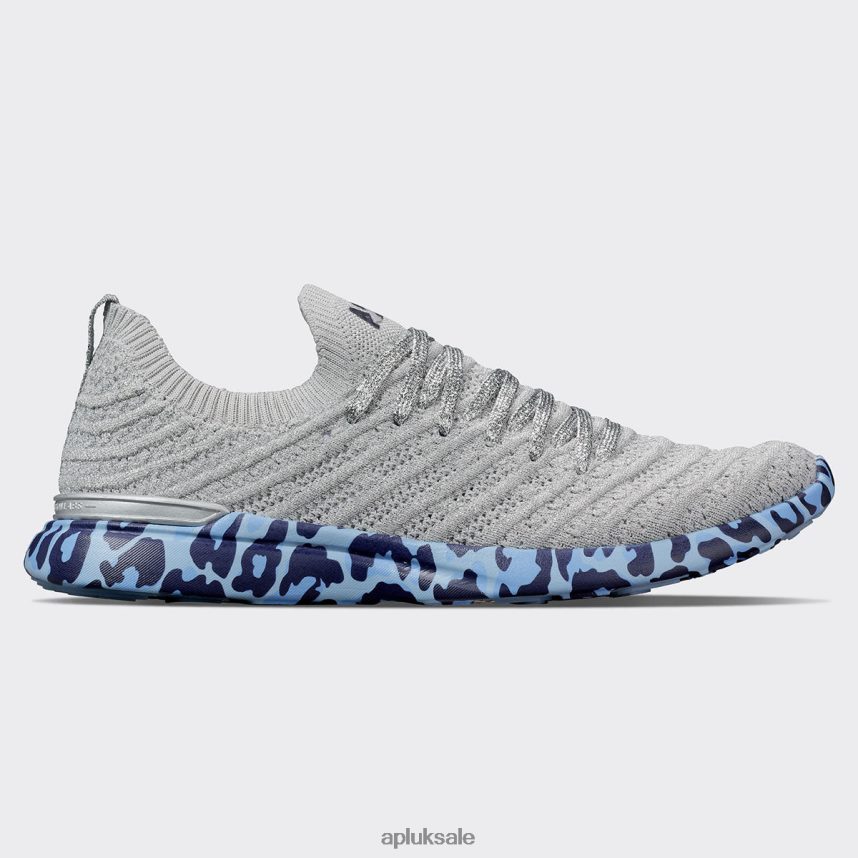 APL TechLoom Wave 60 - VH8XNZ411 APL Shoes UK Metallic Silver/Ice Blue/Leopard Women Running