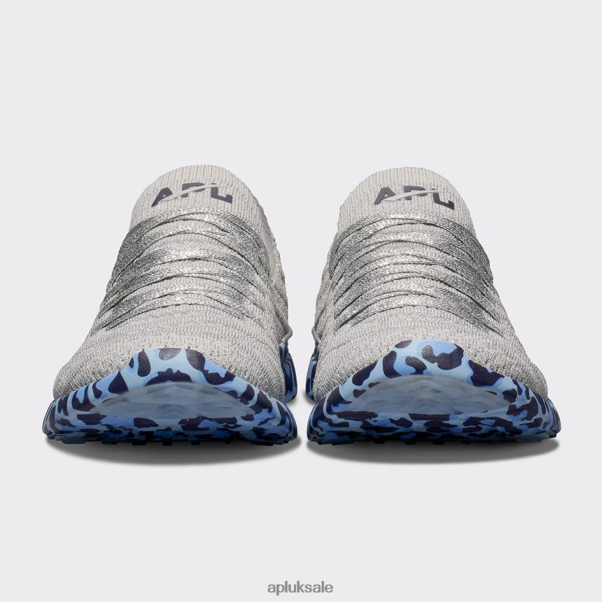 APL TechLoom Wave 60 - VH8XNZ411 APL Shoes UK Metallic Silver/Ice Blue/Leopard Women Running