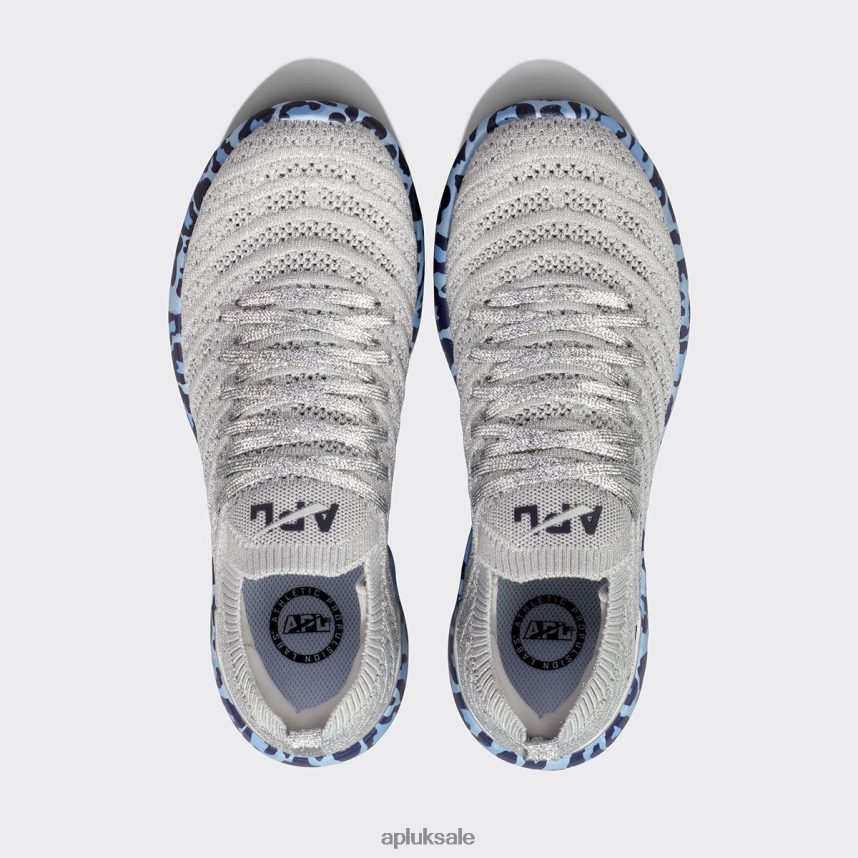 APL TechLoom Wave 60 - VH8XNZ411 APL Shoes UK Metallic Silver/Ice Blue/Leopard Women Running