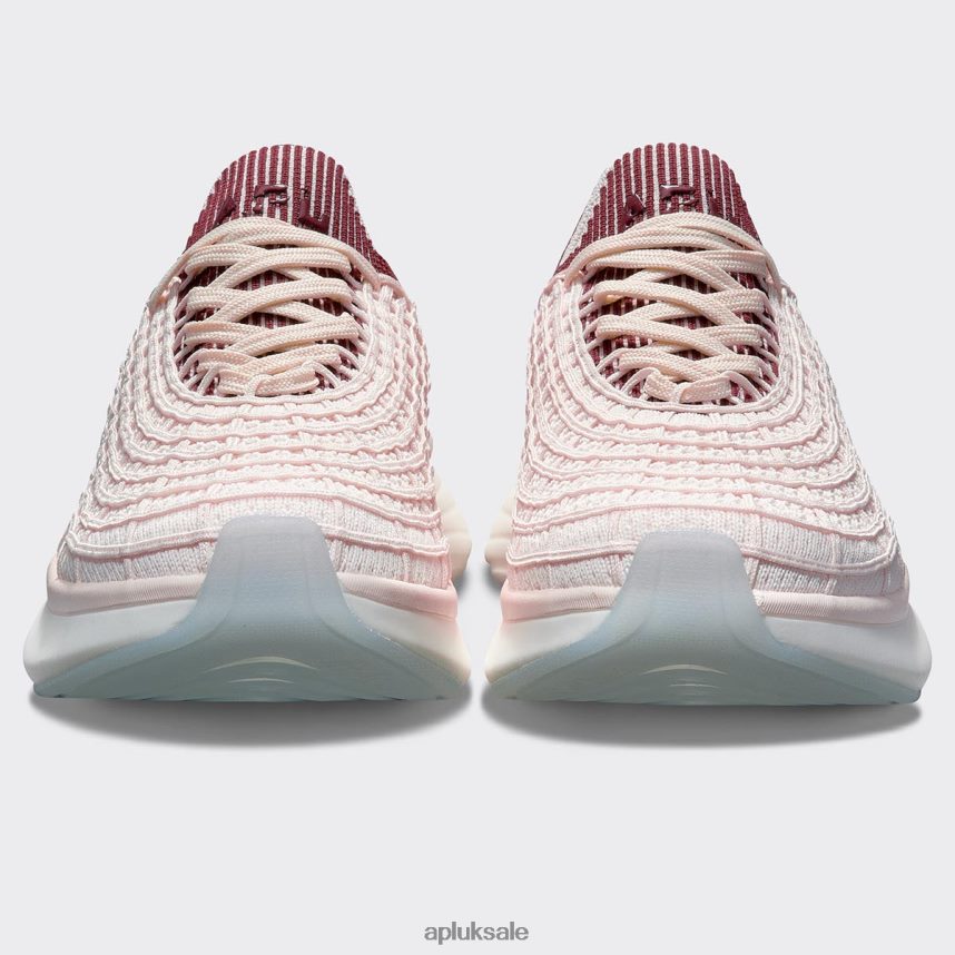 APL TechLoom Zipline 65 - VH8XNZ159 APL Shoes UK Sea Salt/Burgundy/Ribbed Women Running