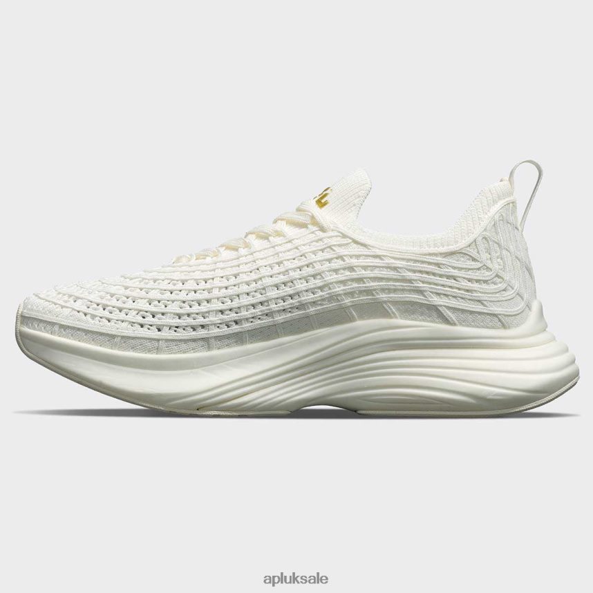 APL TechLoom Zipline 66 - VH8XNZ373 APL Shoes UK Ivory/Gold Women Running