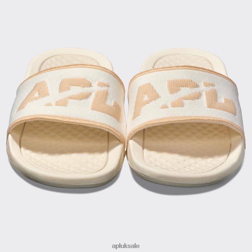 APL Big Logo TechLoom Slide 1 - VH8XNZ532 APL Shoes UK Ivory/Warm Silk Women Slides