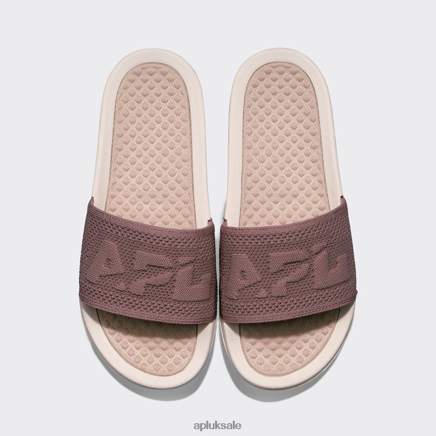 APL Big Logo TechLoom Slide 1 - VH8XNZ537 APL Shoes UK Creme/Rose Dust/Beachwood Women Slides
