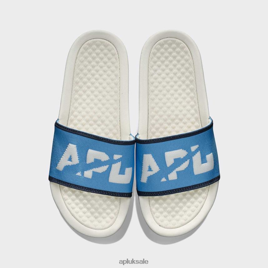 APL Big Logo TechLoom Slide 1 - VH8XNZ548 APL Shoes UK Ivory/Coastal Blue/Midnight Women Slides