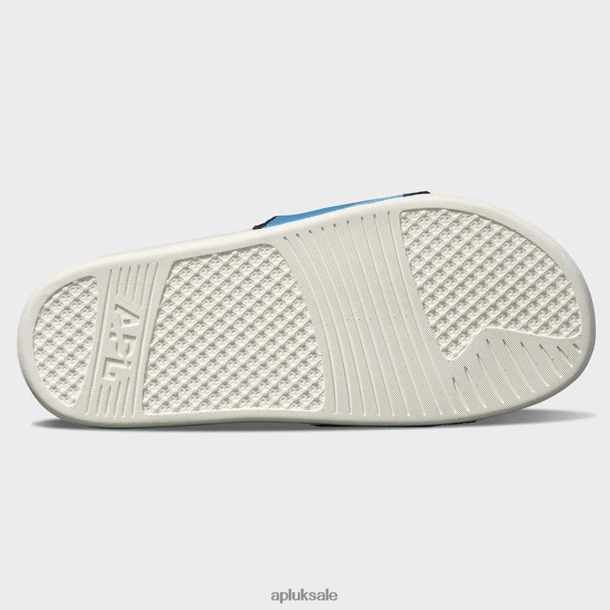 APL Big Logo TechLoom Slide 1 - VH8XNZ548 APL Shoes UK Ivory/Coastal Blue/Midnight Women Slides