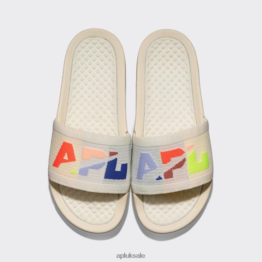 APL Big Logo TechLoom Slide 1 - VH8XNZ552 APL Shoes UK Pristine/Neon/Blocked Women Slides