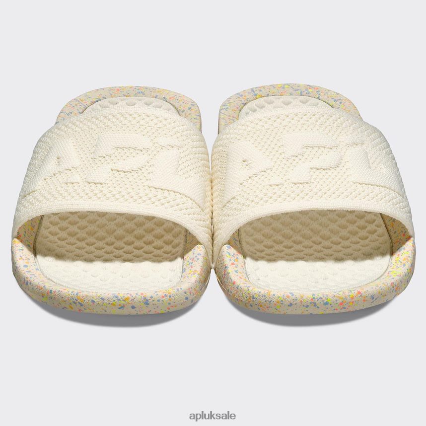 APL Big Logo TechLoom Slide 1 - VH8XNZ553 APL Shoes UK Pristine/Neon/Speckle Women Slides