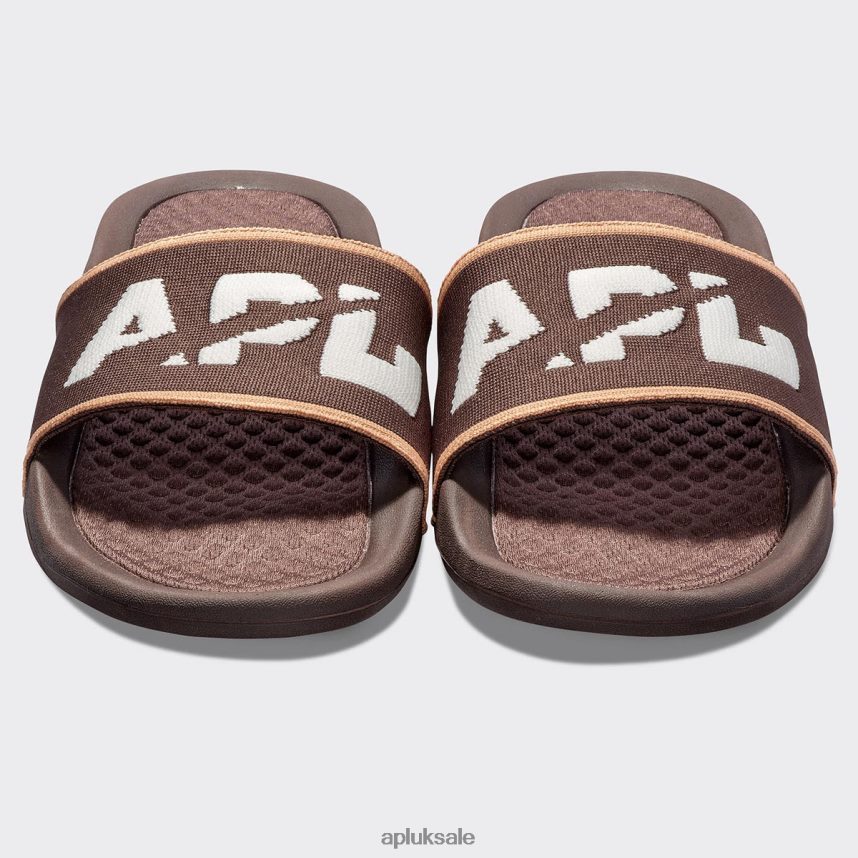 APL Big Logo TechLoom Slide 2 - VH8XNZ565 APL Shoes UK Chocolate/Ivory/Caramel Women Slides