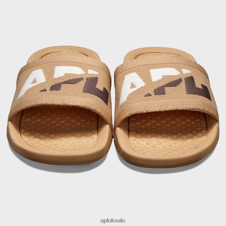 APL Big Logo TechLoom Slide 2 - VH8XNZ568 APL Shoes UK Tan/Pristine/Chocolate Women Slides