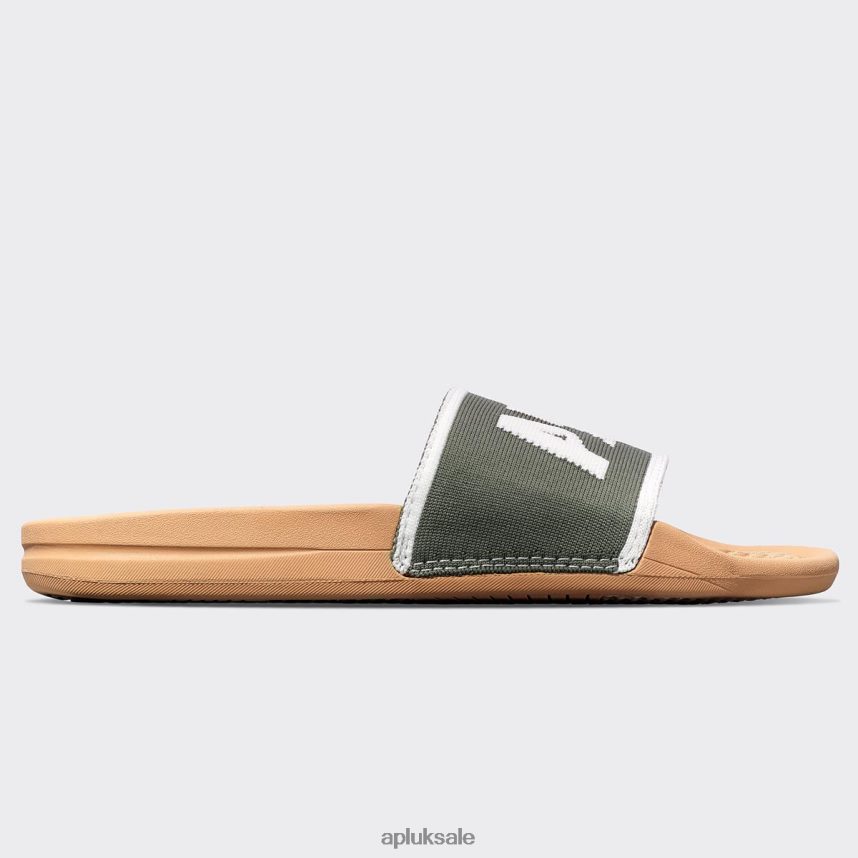APL Big Logo TechLoom Slide 2 - VH8XNZ572 APL Shoes UK Tan/Fatigue/Ivory Women Slides