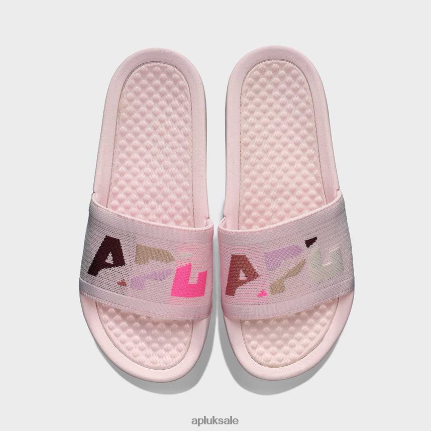 APL Big Logo TechLoom Slide 2 - VH8XNZ575 APL Shoes UK Bleached Pink/Multi/Blocked Women Slides