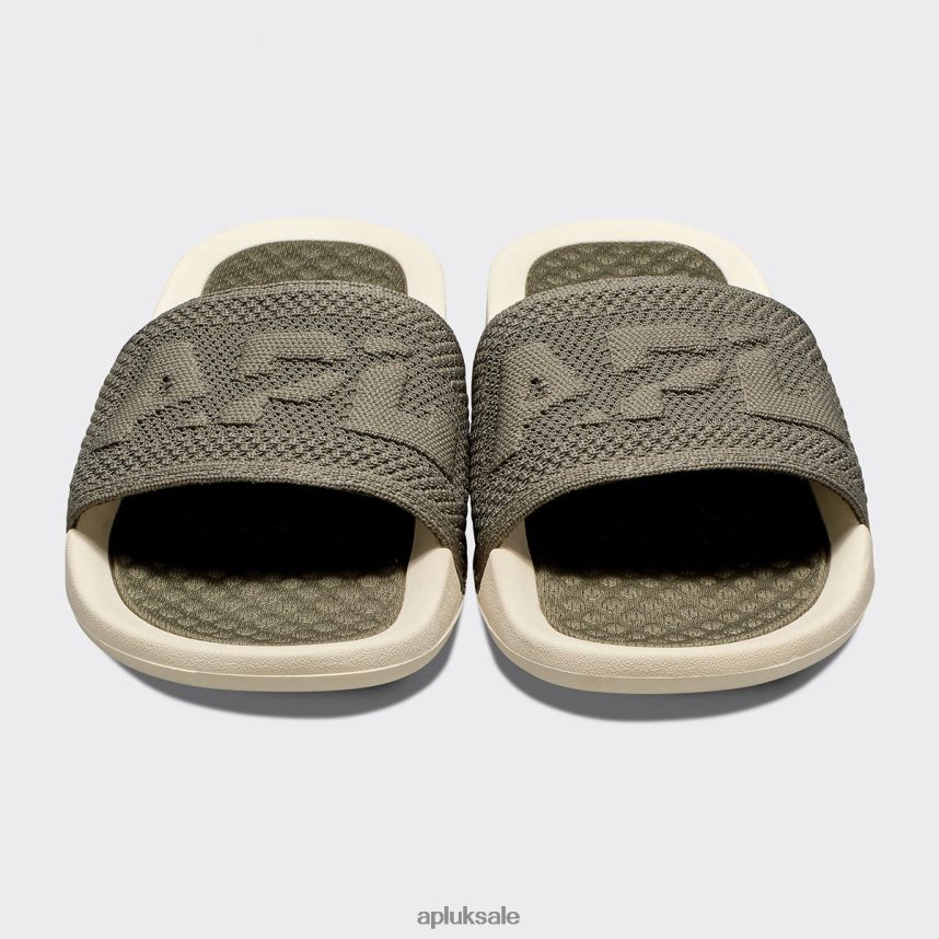 APL Big Logo TechLoom Slide 2 - VH8XNZ599 APL Shoes UK Fatigue/Pristine Women Slides