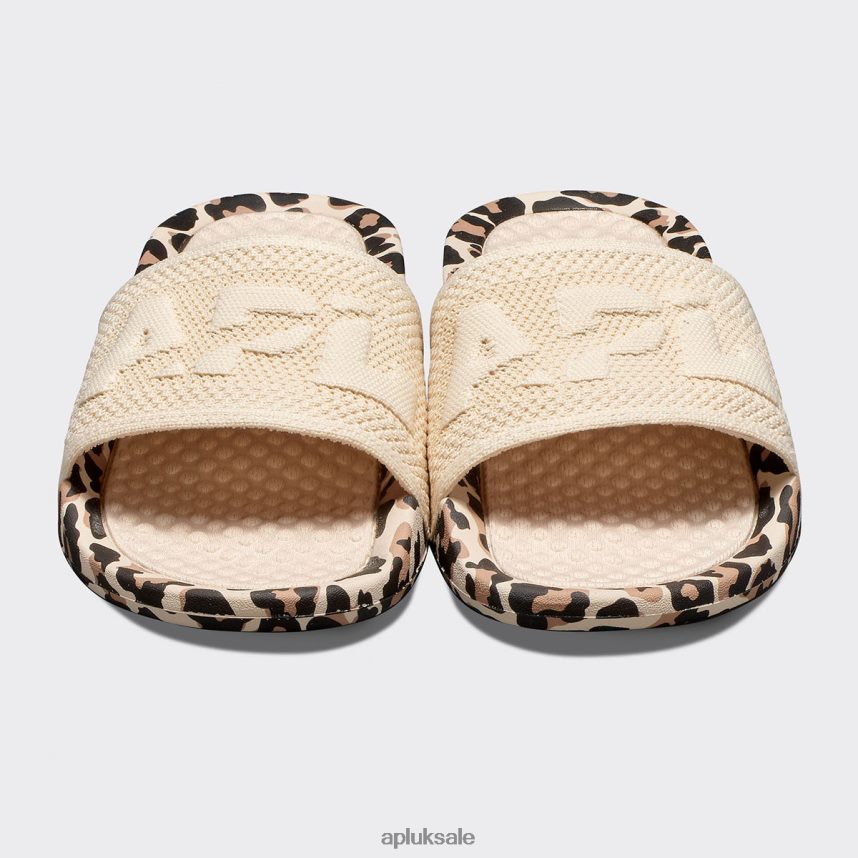 APL Big Logo TechLoom Slide 4 - VH8XNZ655 APL Shoes UK Parchment/Leopard Women Slides
