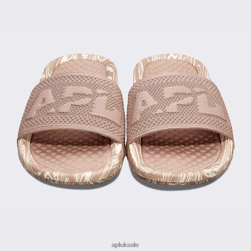 APL Big Logo TechLoom Slide 4 - VH8XNZ662 APL Shoes UK Almond/Pristine/Marble Women Slides