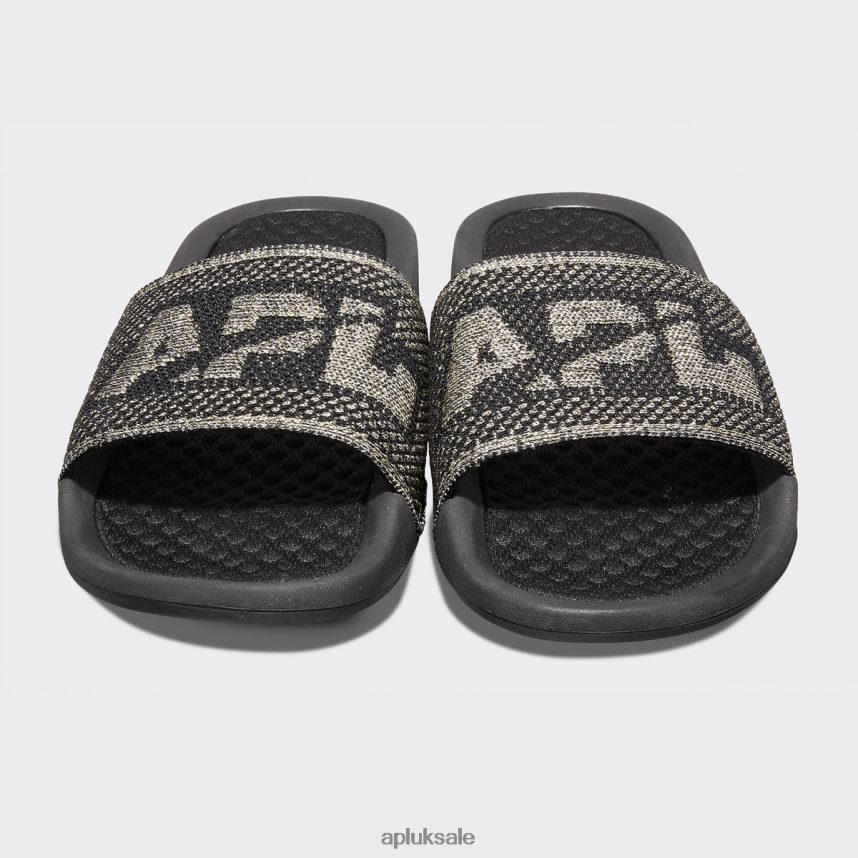 APL Big Logo TechLoom Slide 4 - VH8XNZ673 APL Shoes UK Black/Gold/Silver Women Slides