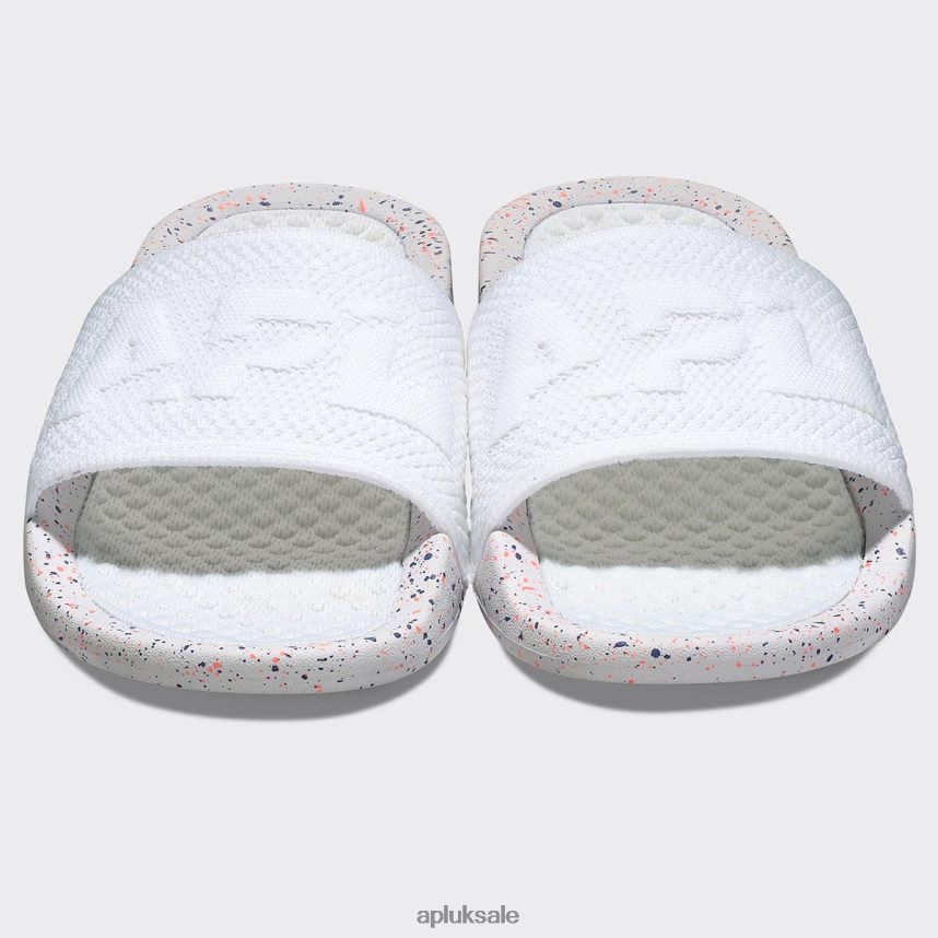 APL Big Logo TechLoom Slide 5 - VH8XNZ675 APL Shoes UK White/Impulse Red/Blue Haze Women Slides