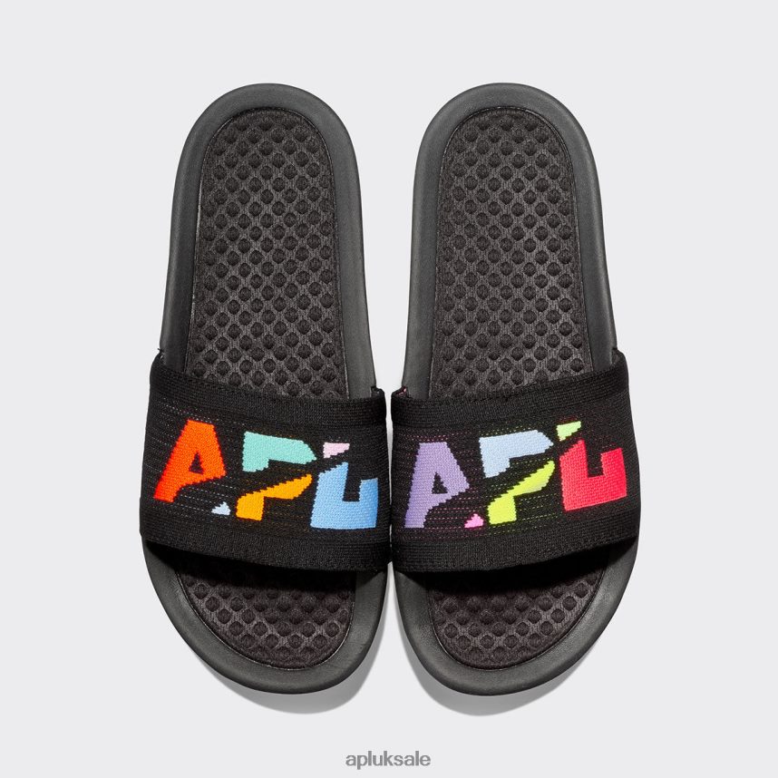APL Big Logo TechLoom Slide 5 - VH8XNZ682 APL Shoes UK Black/Multi/Blocked Women Slides