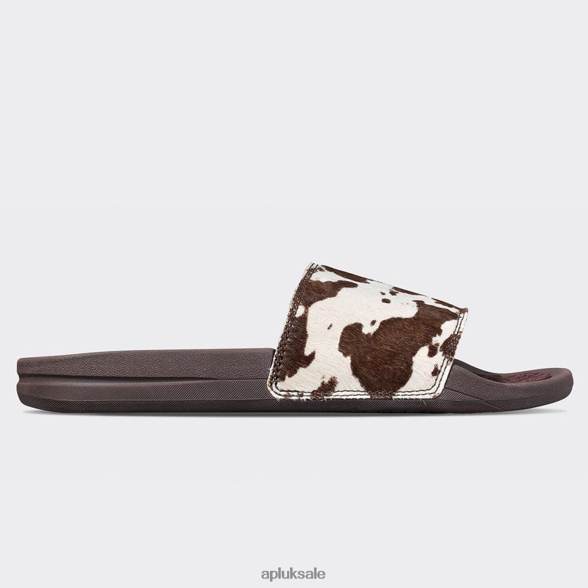 APL Iconic Slide - VH8XNZ656 APL Shoes UK Deep Brown/White/Cow Women Slides