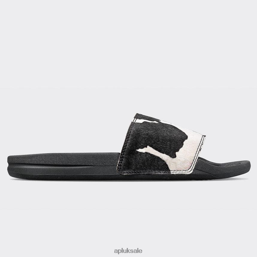 APL Iconic Slide - VH8XNZ658 APL Shoes UK Black/White/Cow Women Slides