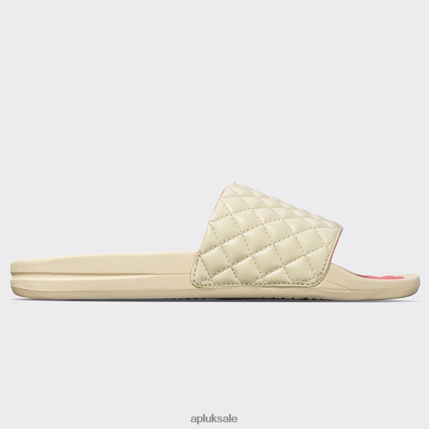 APL Lusso Slide 11 - VH8XNZ526 APL Shoes UK Vanilla/Fire Coral Women Slides