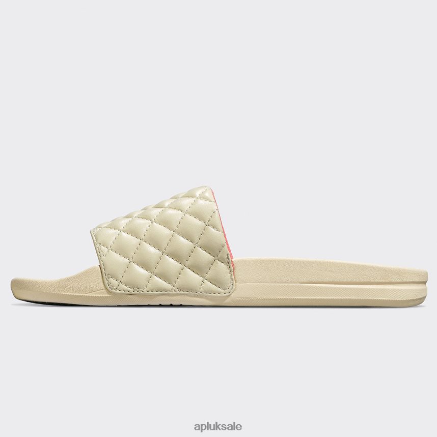 APL Lusso Slide 11 - VH8XNZ526 APL Shoes UK Vanilla/Fire Coral Women Slides
