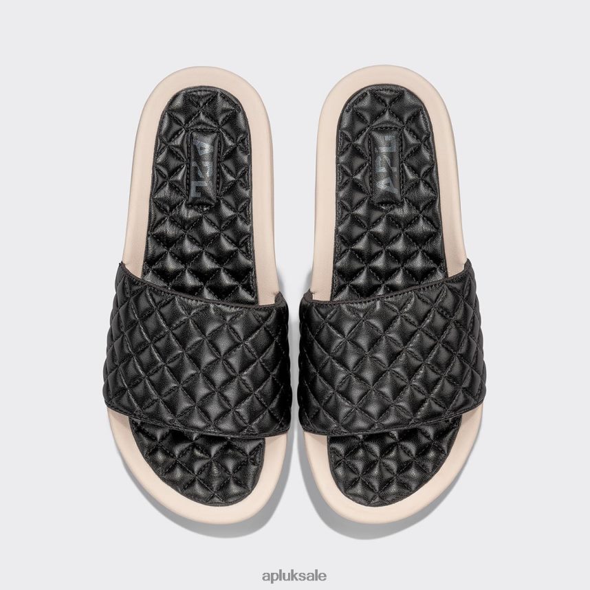 APL Lusso Slide 11 - VH8XNZ540 APL Shoes UK Black/Creme Women Slides