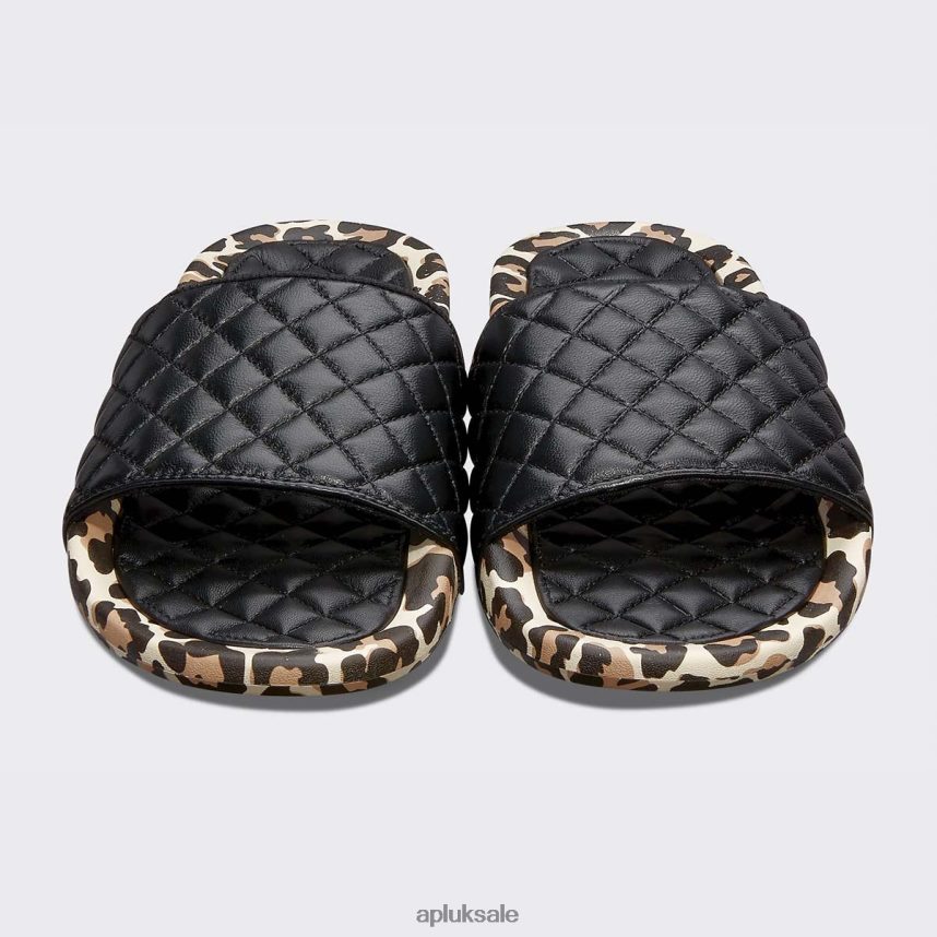 APL Lusso Slide 14 - VH8XNZ670 APL Shoes UK Black/Leopard Women Slides