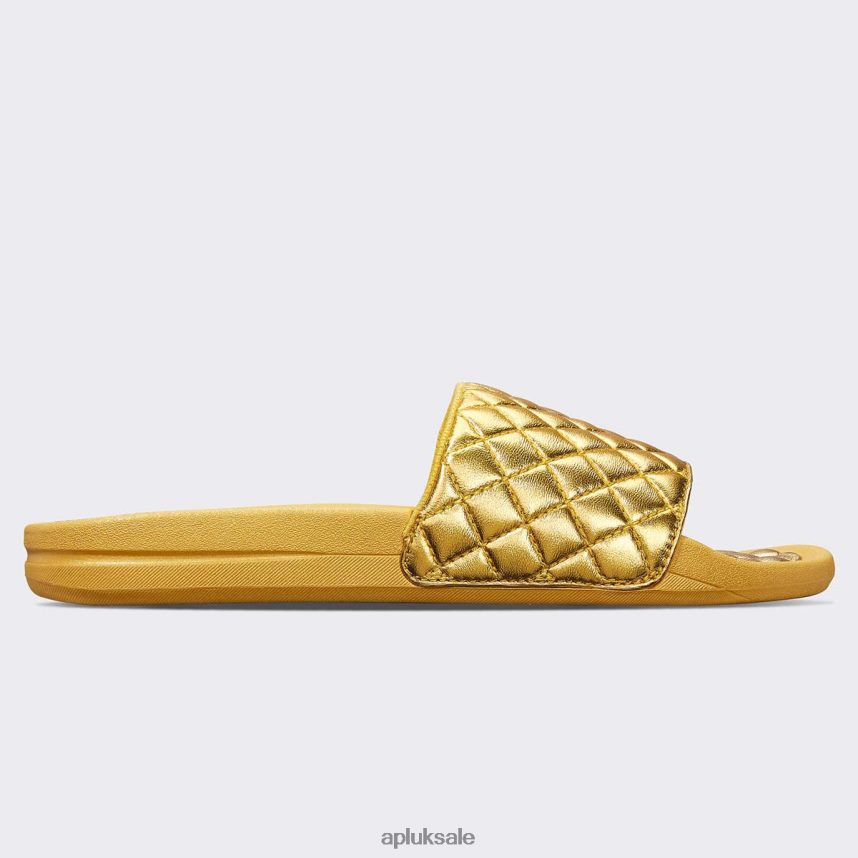 APL Lusso Slide 14 - VH8XNZ681 APL Shoes UK Metallic Gold Women Slides