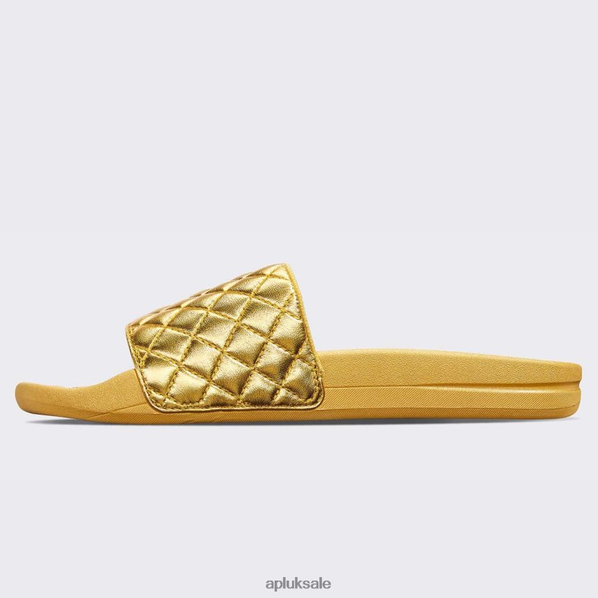 APL Lusso Slide 14 - VH8XNZ681 APL Shoes UK Metallic Gold Women Slides